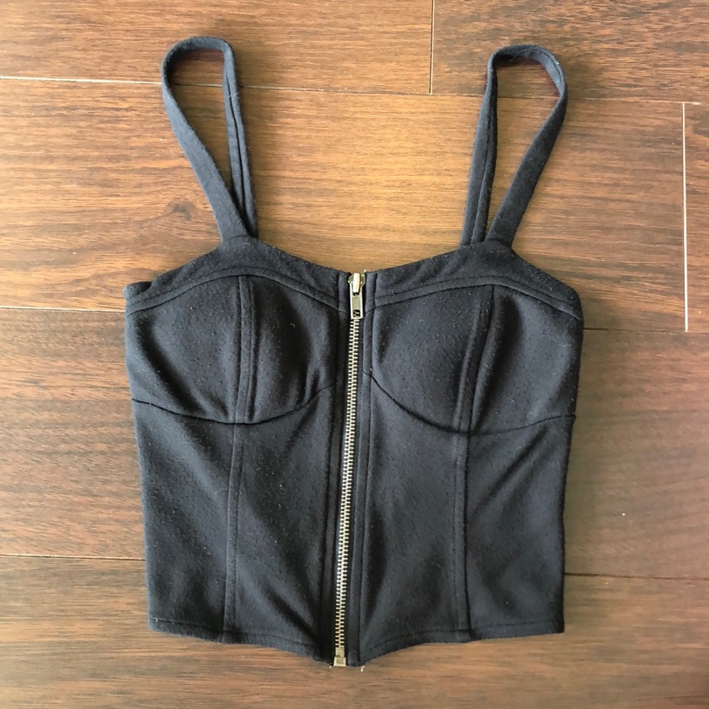 Black crop top with zipper